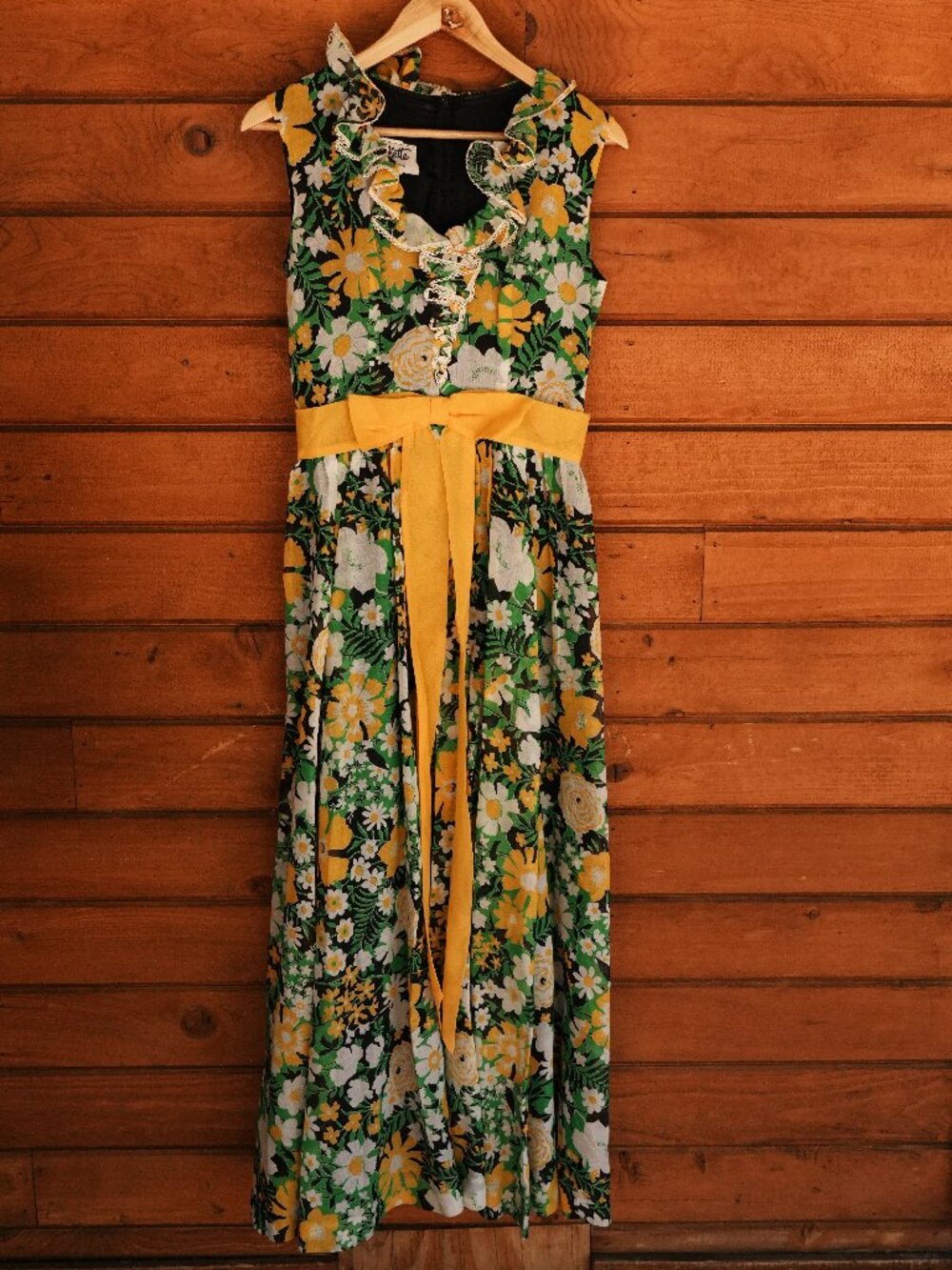 Rare Vintage! Miss Elliette: California - Green and Yellow Garden Party Dress!